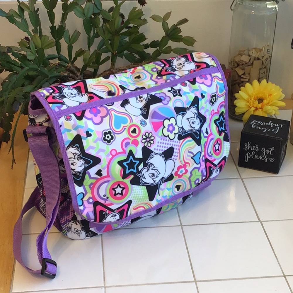 ‘Disney’ Colorful Tinkerbell Messenger Bag w/Charm (#7)